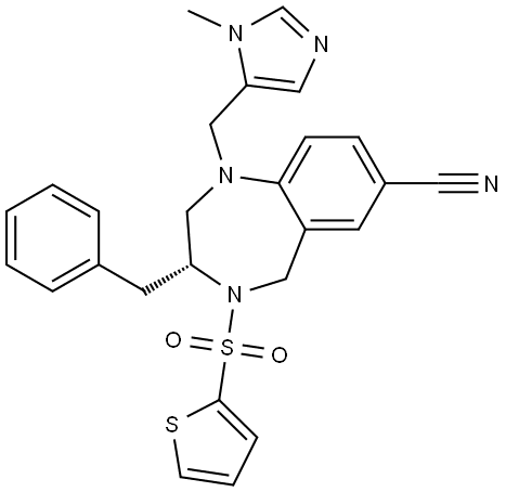 1H-1,4-Benzodiazepine-7-carbonitrile, 2,3,4,5-tetrahydro-1-[(1-methyl-1H-imidazol-5-yl)methyl]-3-(phenylmethyl)-4-(2-thienylsulfonyl)-, (3R)-